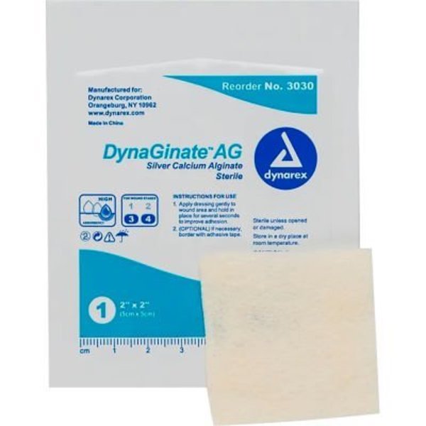 Dynarex Dynarex DynaGinate AG Silver Calcium Alginate Dressing, 2inL x 2inW, 10 Pcs 3030